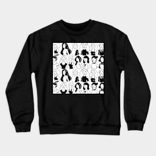 Women Girls Black and White Print Crewneck Sweatshirt